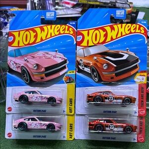 Hot wheels Datsun 240Z Toy Cars - Pink and Orange